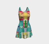 Aspiraling Blue Bird Flare Dress 2-Flare Dress--Zac Z