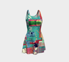 Aspiraling Blue Bird Flare Dress-Flare Dress--Zac Z